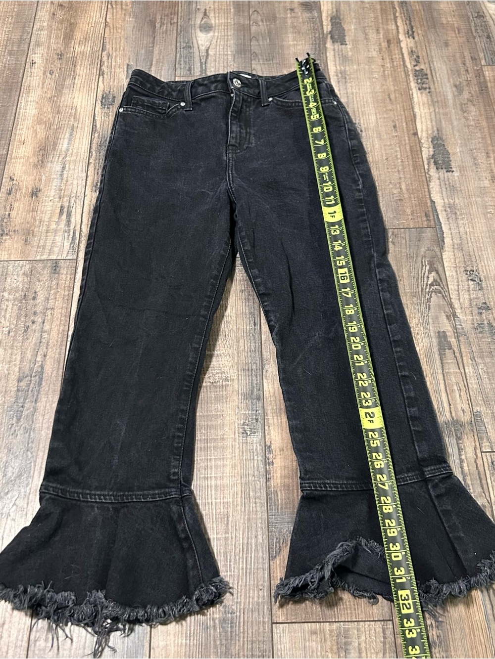 Topshop Moto Dree Cropped Kick Flare Jean Size 26 High Rise Stretch Exposed Zip - Picture 6 of 9
